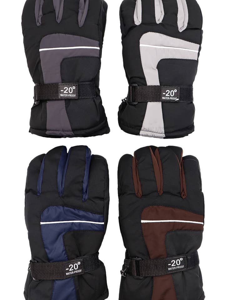 Men's Dark Neutral Racer Padded Snow Ski Gloves for wholesale by Cap Zone
