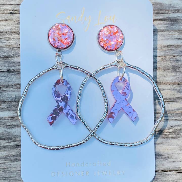 Shine for Strength ā Breast Cancer Awareness Earrings for wholesale by Sandy Lou Designs