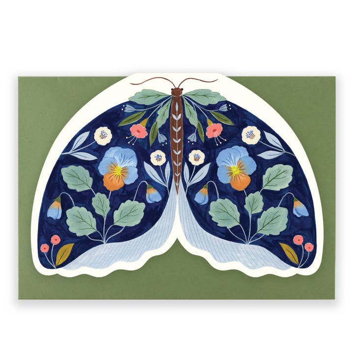 Carte en forme de papillon floral - Bleu pour la vente par Flora Waycott
