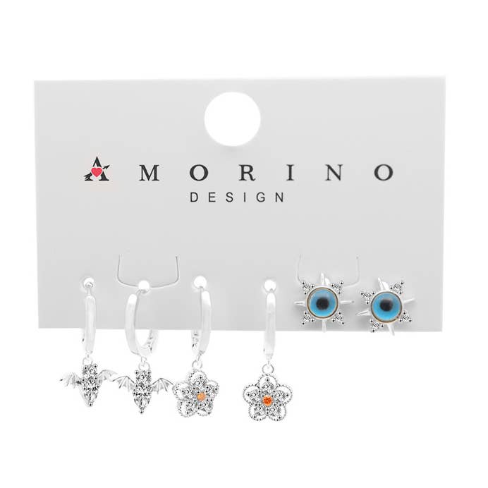 SET OF 6 EARRINGS WITH ZIRCON - YK241248B764 for wholesale by AMORINO SRL