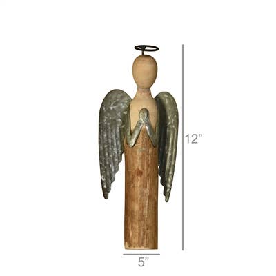 HomArt - Wholesale Decorative Figurine - Angel at Prayer, Wood & Metal - Sm3