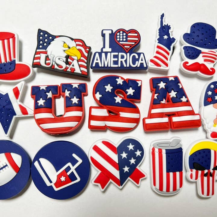 Pick your own USA America patriotic shoe charms for wholesale by JuliesDecal