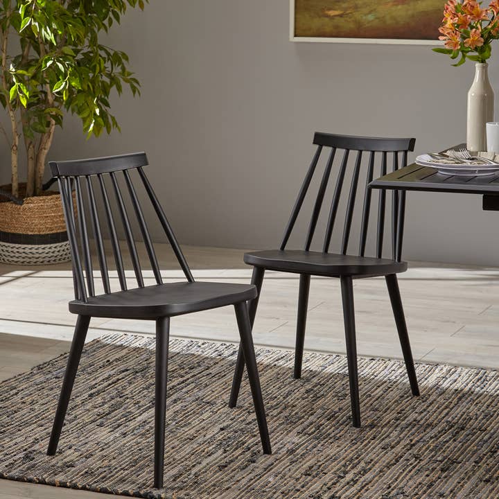Farmhouse Spindle Back Dining Chairs, Set of 2, Black for wholesale on Faire