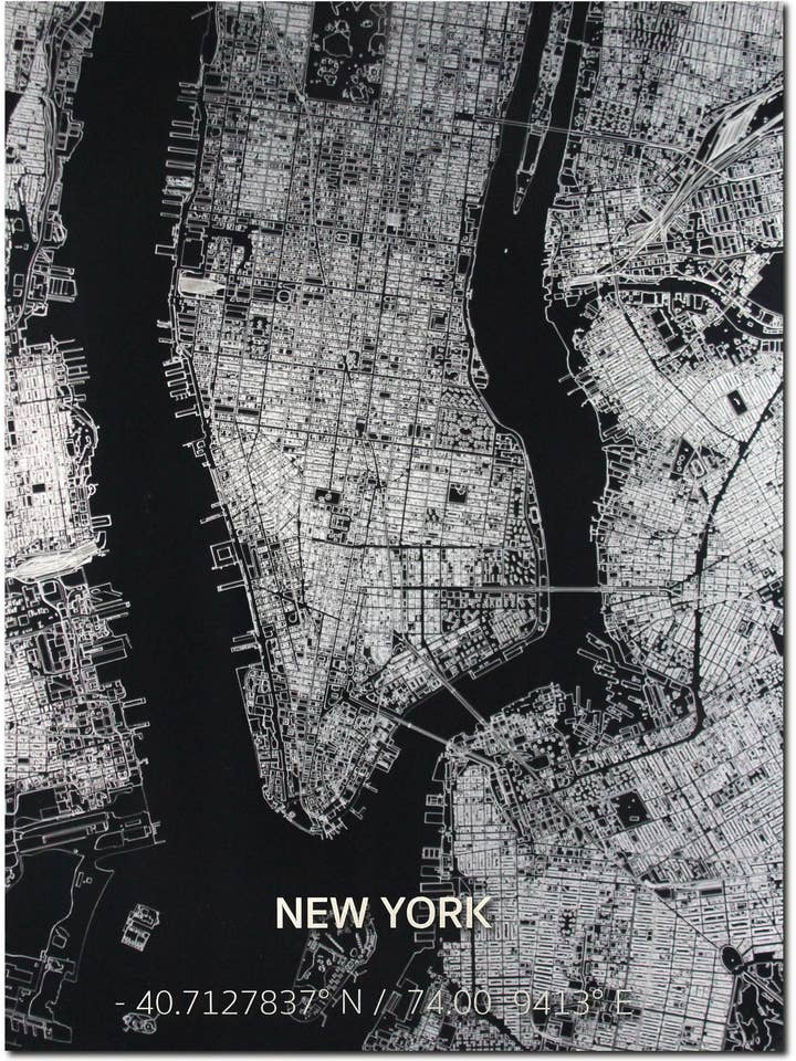 Citymap New York | Décoration murale en aluminium pour la vente par Brandthout.