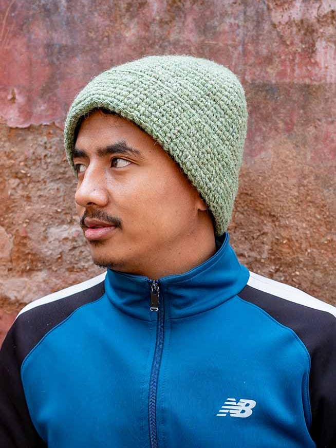 Chapéu Fold Malha Cânhamo + Lã, forrado em lã por atacado de Ganesh Himal Trading