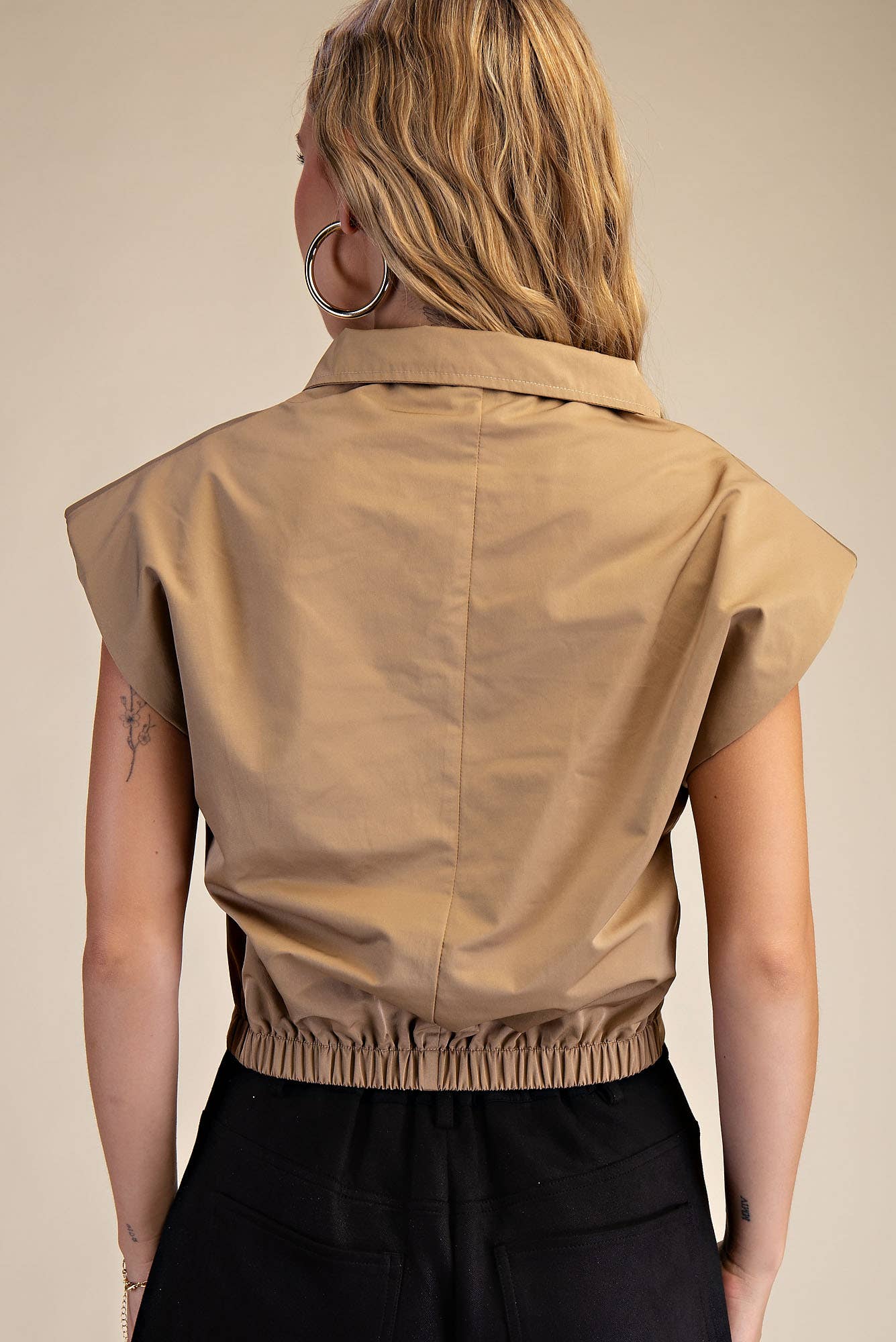 Glam - Wholesale Shirt - Women's - Mock Neck Power Shoulder Top8