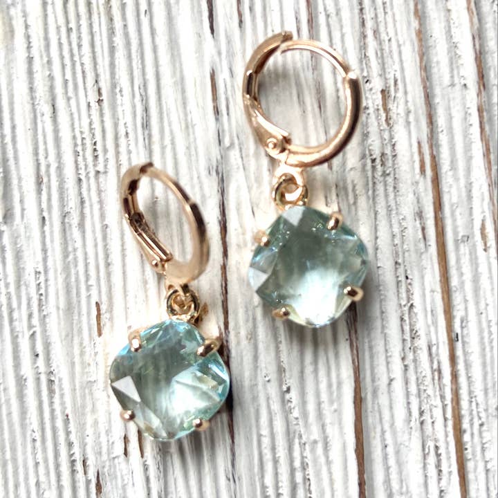 Aqua blue crystal earring simple jewelry for wholesale by VB&CO Designs Handmade Jewelry