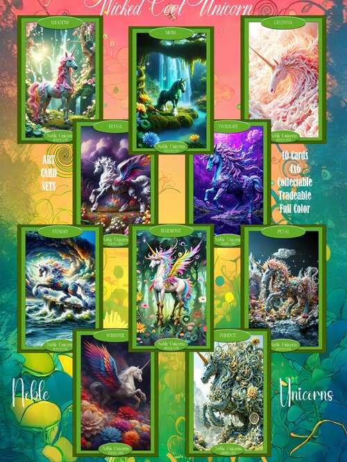 Art Card Set: Noble Unicorns Series One for wholesale by Wicked Cool Unicorn
