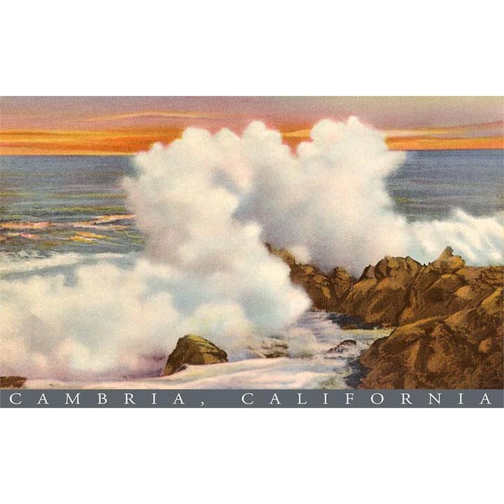 Greeting Card CA-1056 Waves Crashing on Rocks, Cambria, Cali for wholesale by Found Image Press