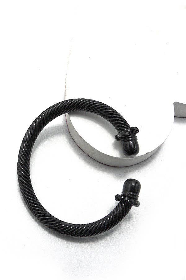 JOSSLYN by wall to wall - Wholesale Cuff Bracelet - CABLE STONE TEXTURED TUBE CUFF BRACELET | 10B30210056