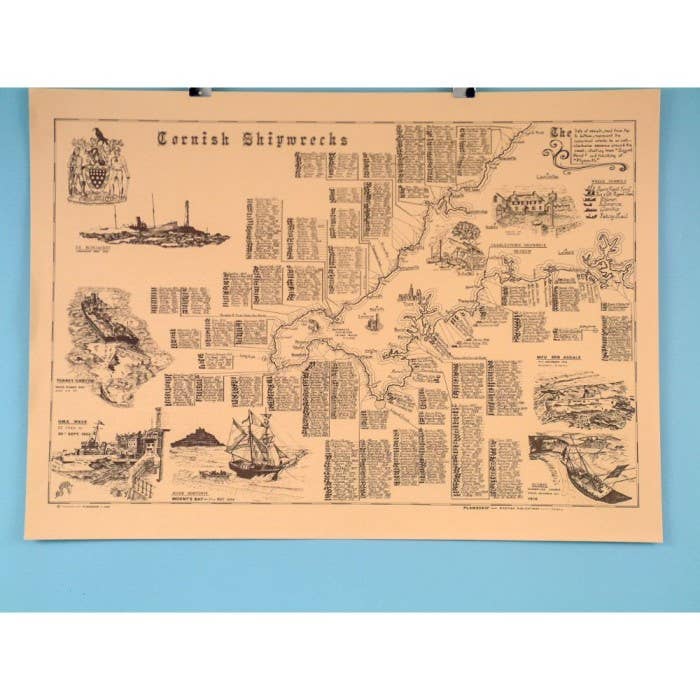 Cornish Shipwrecks 63x45cm, Scroll for wholesale by Nauticalia