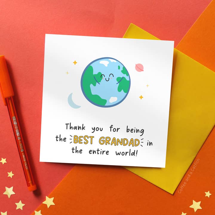 'Bedste Bedstefar i Verden' Kort for engroshandel hos Coffee and a Catfish