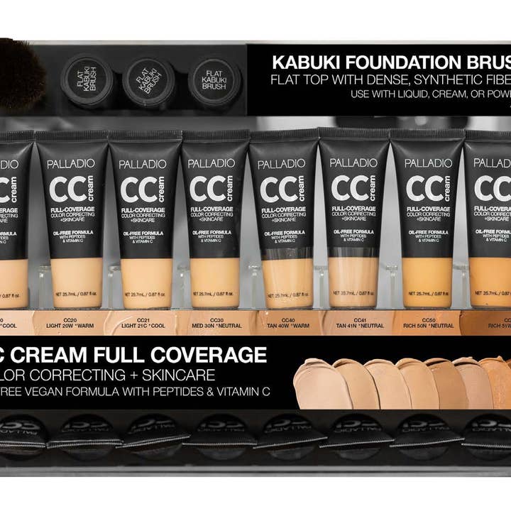 Palladio Beauty - Wholesale Foundation - 9" CC CREAM & KABUKI BRUSH - ITEM # PM9CCKB0