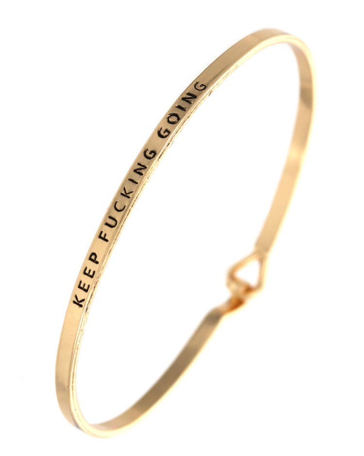 0011 PREMIERE - Wholesale Cuff Bracelet - FR2771 KEEP FUCKING GOING_3mm Message Bangles1