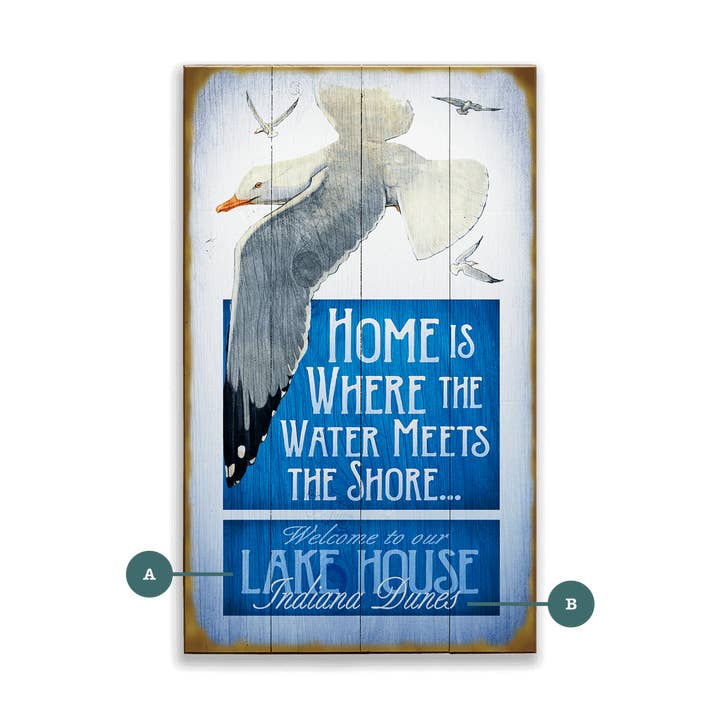 Home is Where the Water Meets the Shore for wholesale by Old Wood Signs