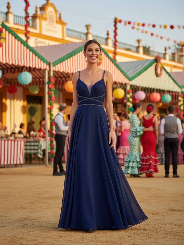 NAVY BLUE LONG DRESS 7011 for wholesale on Faire0