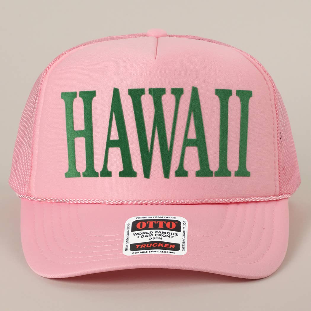 Fashion City - Wholesale Trucker Hat - Unisex - HAWAII Text Printed Mesh Back Foam Trucker Hat30