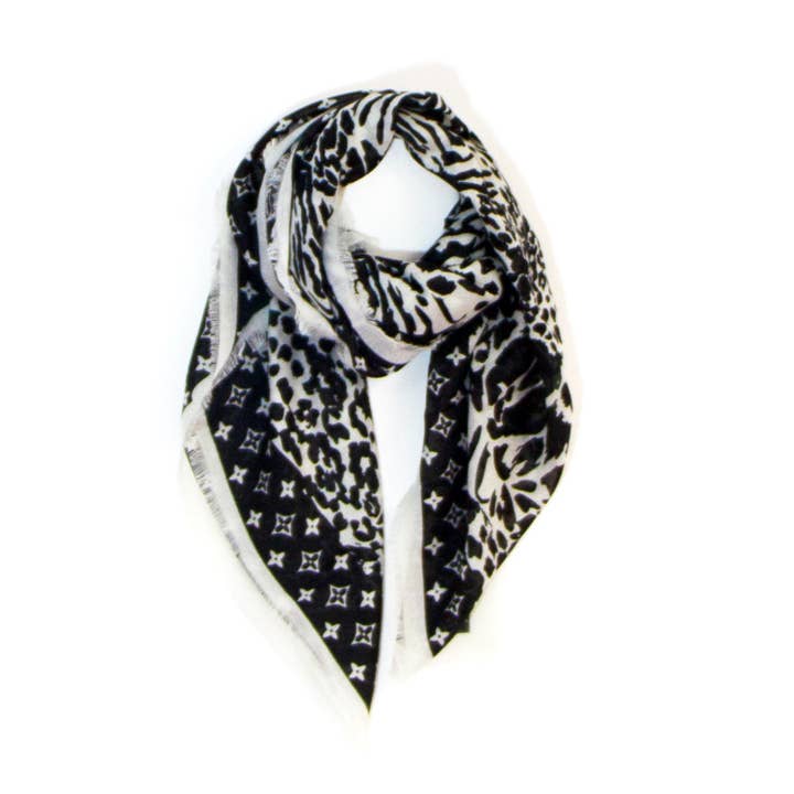 Tempest Designs - Wholesale Scarf - Women's - LV' inspired substantial animal print scarf with border