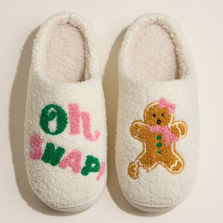 IV Gingerbread Embroidered Slippers – Oh Snap! Holiday Edition for Christmas Gift for wholesale on Faire