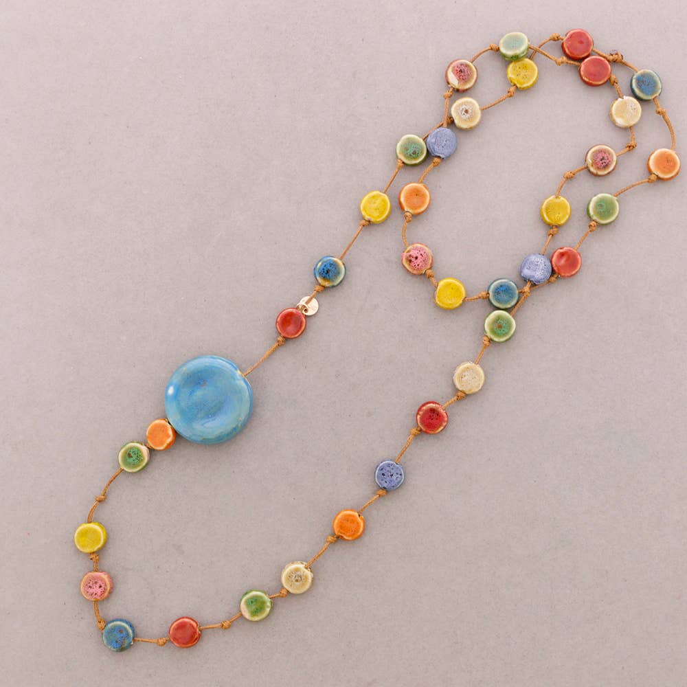 Sonata – wholesale Snap-smycken – Lång halsband med keramiska medaljonger7