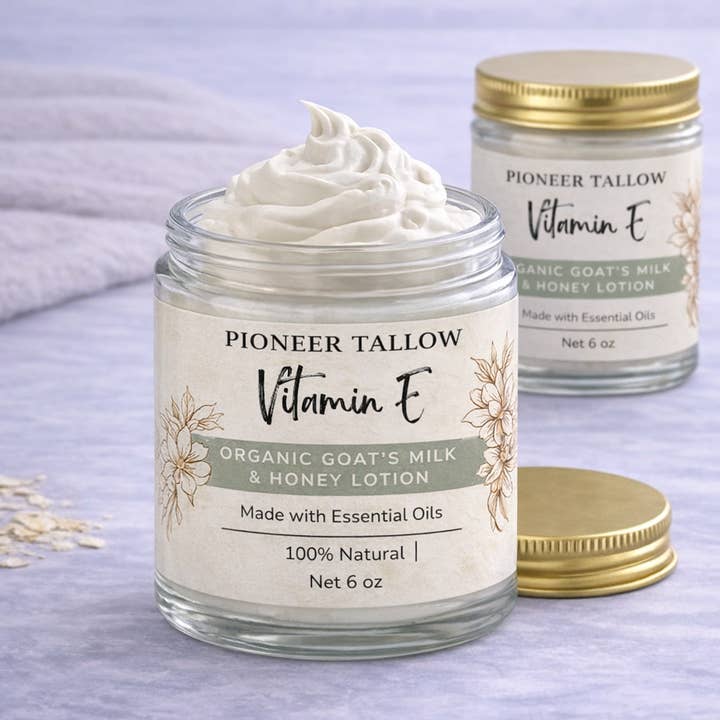 Vitamin E - Goats Milk & Honey Lotion | 6oz | Natural for wholesale by Pioneer Tallow