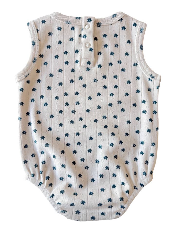 SIIX Collection - Wholesale Bodysuit (Non-Footed) - Baby - Blue Flower / Organic Pointelle Dune Bubble