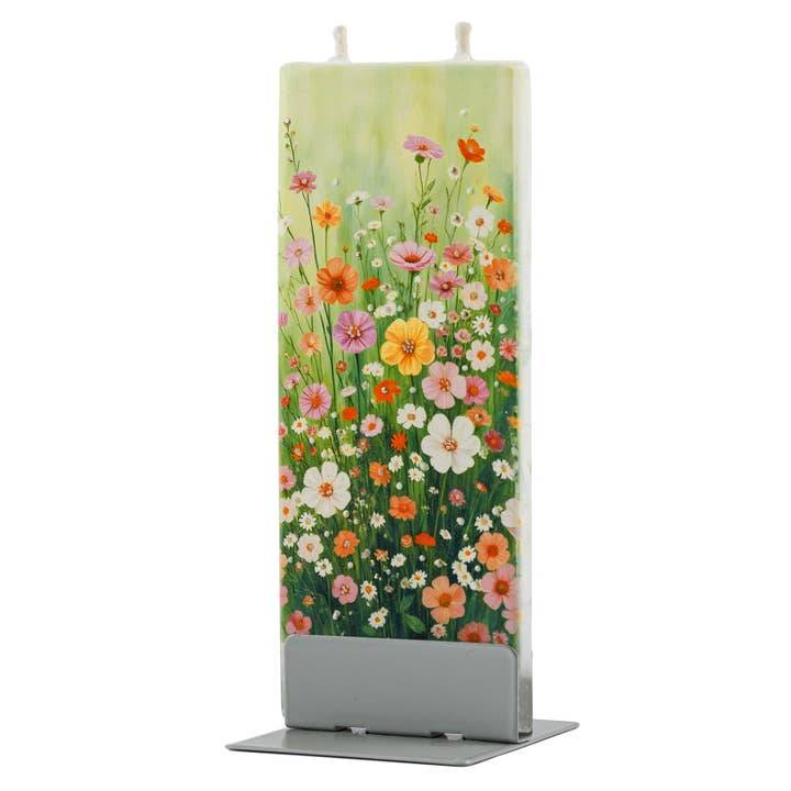 Bougie Plate Artisanale - Le printemps est là - deux mèches pour la vente par Flatyz Candles