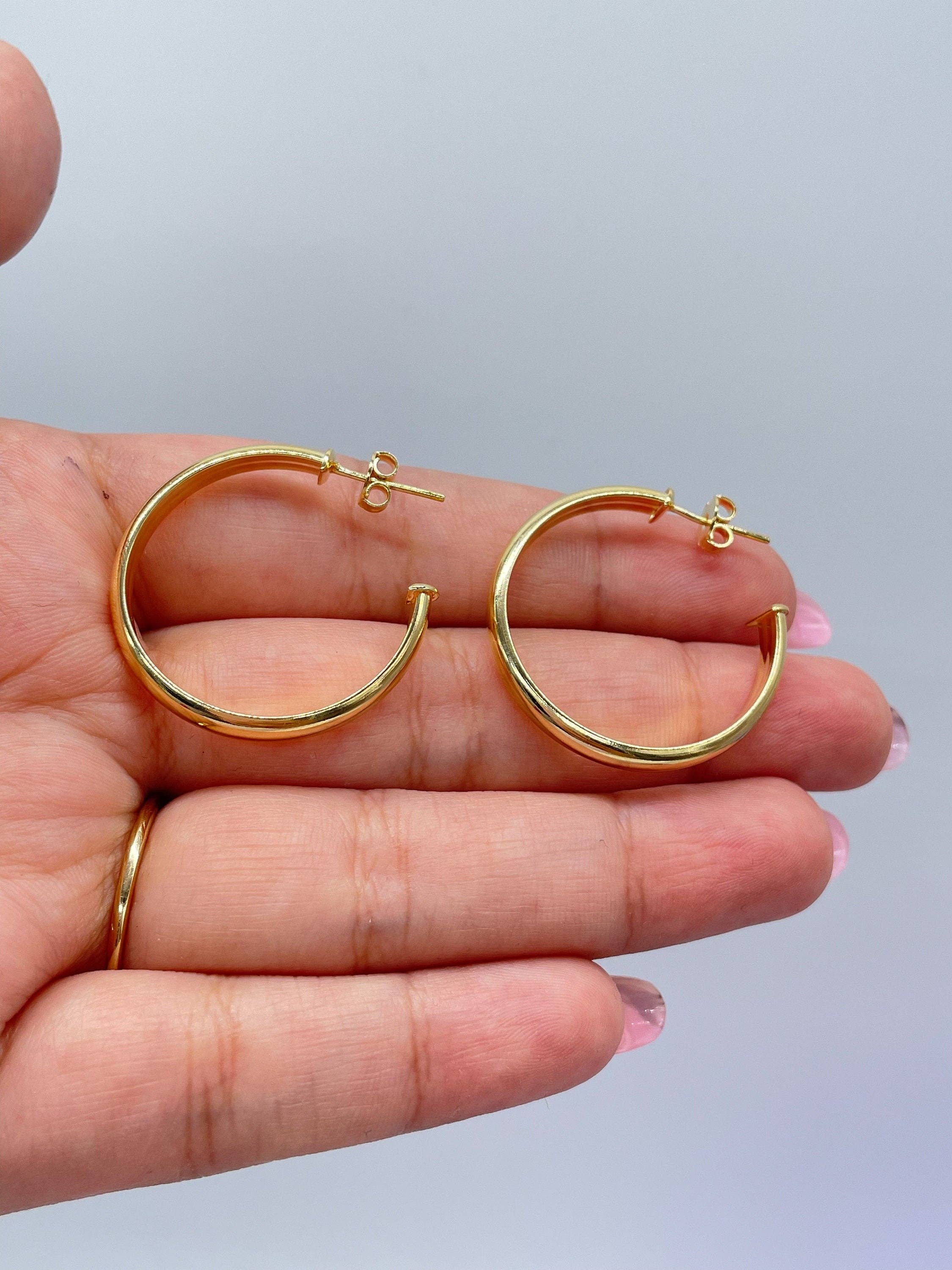 Milie – wholesale Hoop earrings – 18k GF Plain Flat Thin Dainty Hoop2