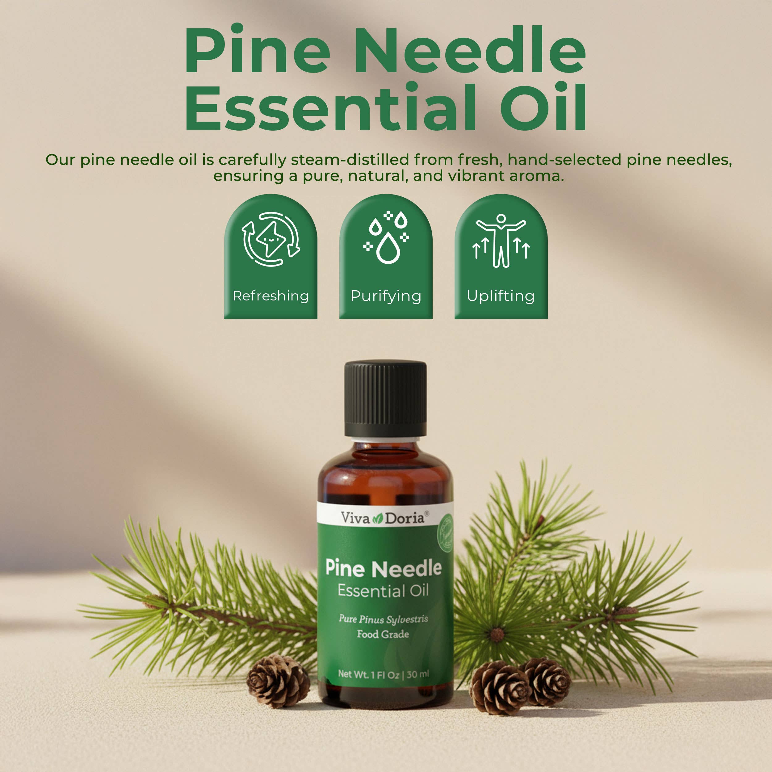 VIVA DORIA INC. - Wholesale Essential Oil - Pine Needle Essential Oil, Food Grade 30 mL (1 Fluid Ounce) 5