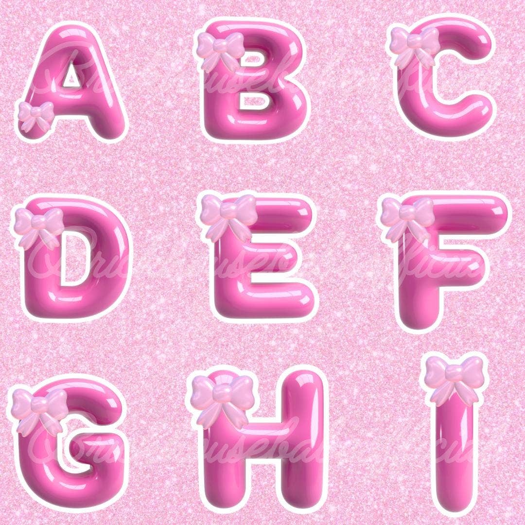 Brickhouse Babe LLC – Adesivos para telefone e portátil por atacado – Autocolante de Letras Bolha Coquette com Laço, Vinil Impermeável3