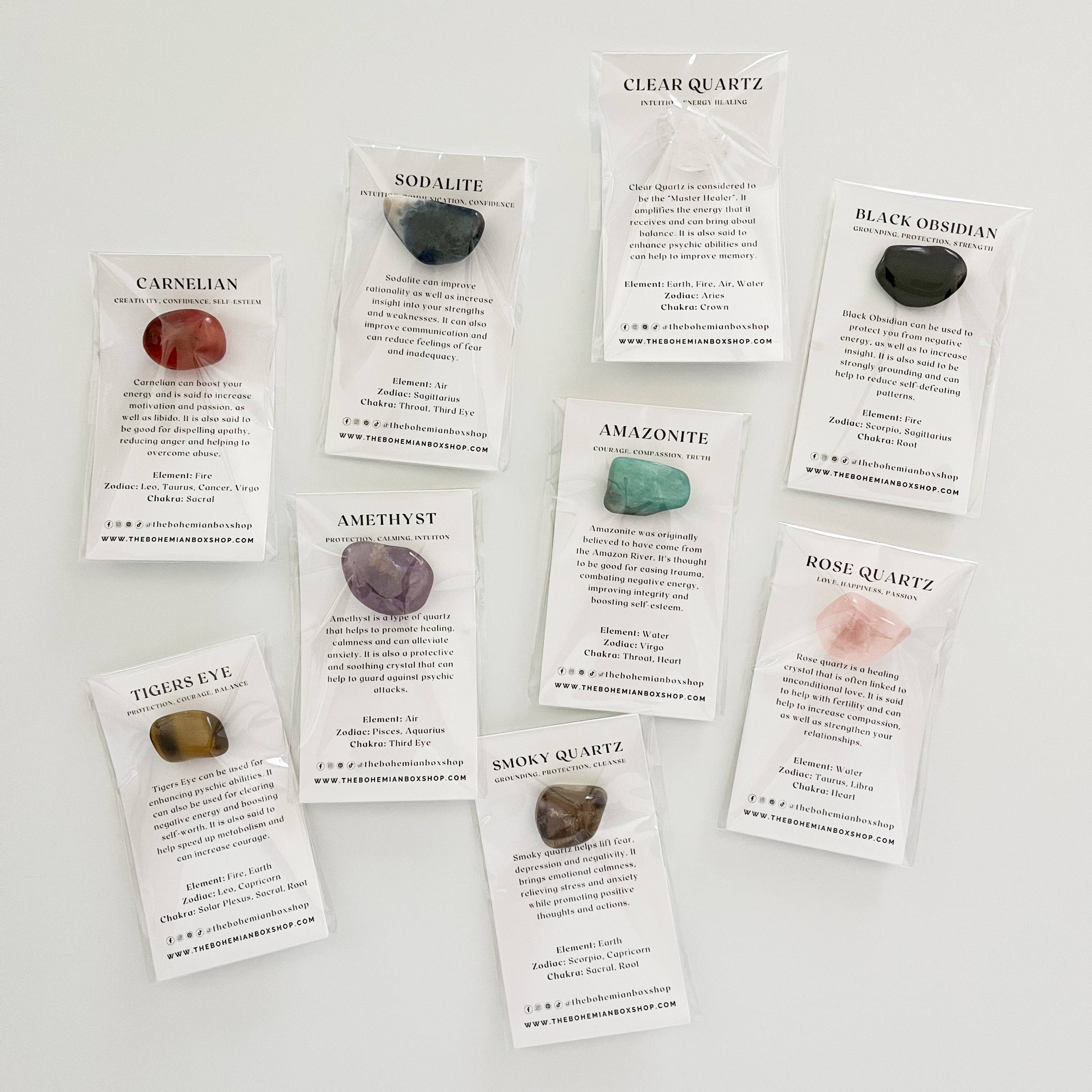 The Bohemian Box Shop - Wholesale Spiritual Stone/Crystal - Pocket Clear Quartz Tumbled Crystal with Information Card2