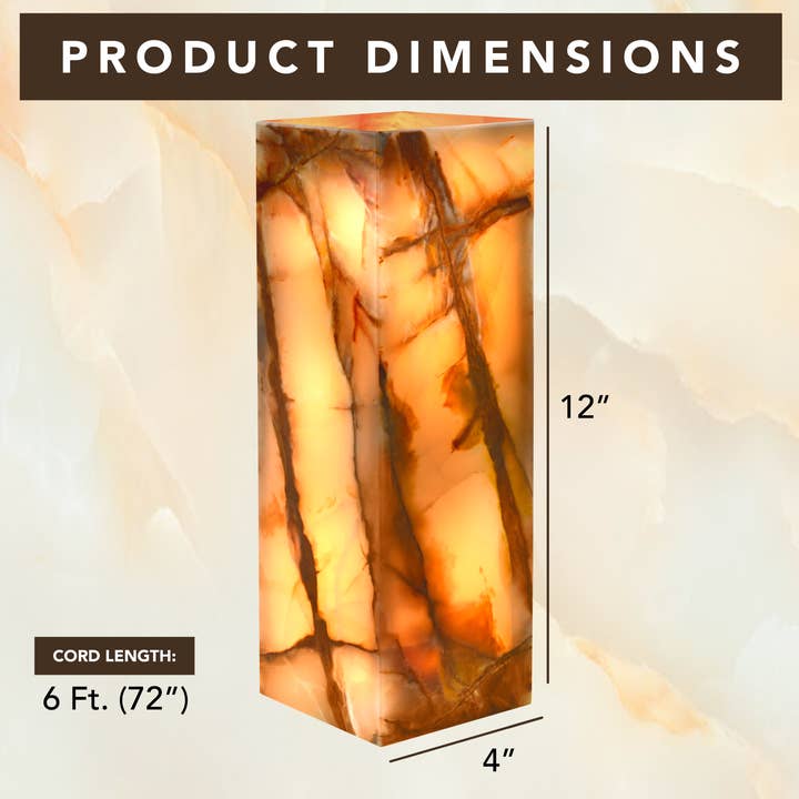 UMAID PRODUCTS - Wholesale Accent/Desk Lamp - UMAID Elegant Handcrafted Onyx Marble Table Lamp - Rectangle