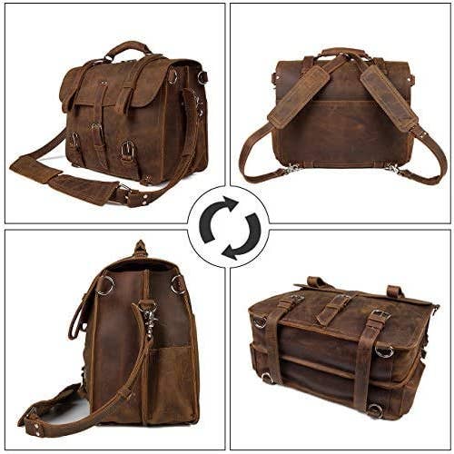 Tuzech Leather - Wholesale Messenger Bag - Men's - Men's Retro Full Grain Leather Briefcase Shoulder Bag6