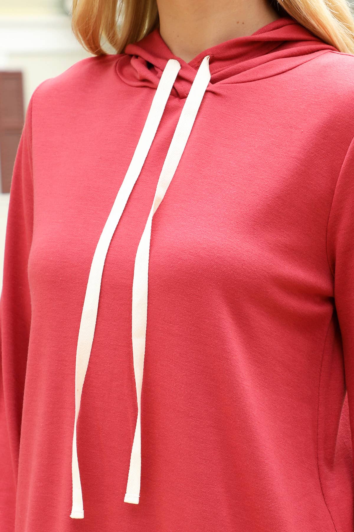 You & Me - Wholesale Dress - Women's - YMD10061V-FRENCH TERRY LONG PUFF SLEEVE HOODIE DRESS9