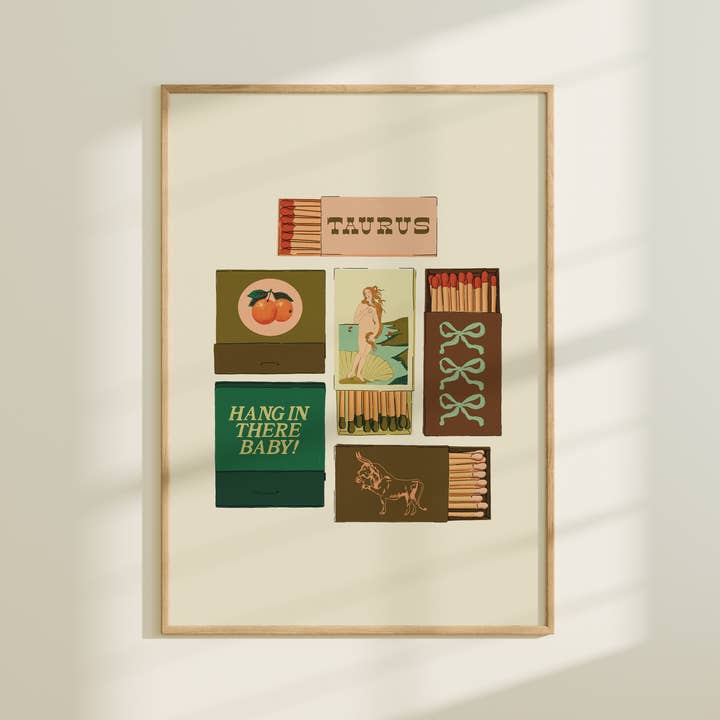 Artbaby & Co. - Wholesale Art Print - Zodiac Vintage Inspired Matchbook/Matchbox Prints