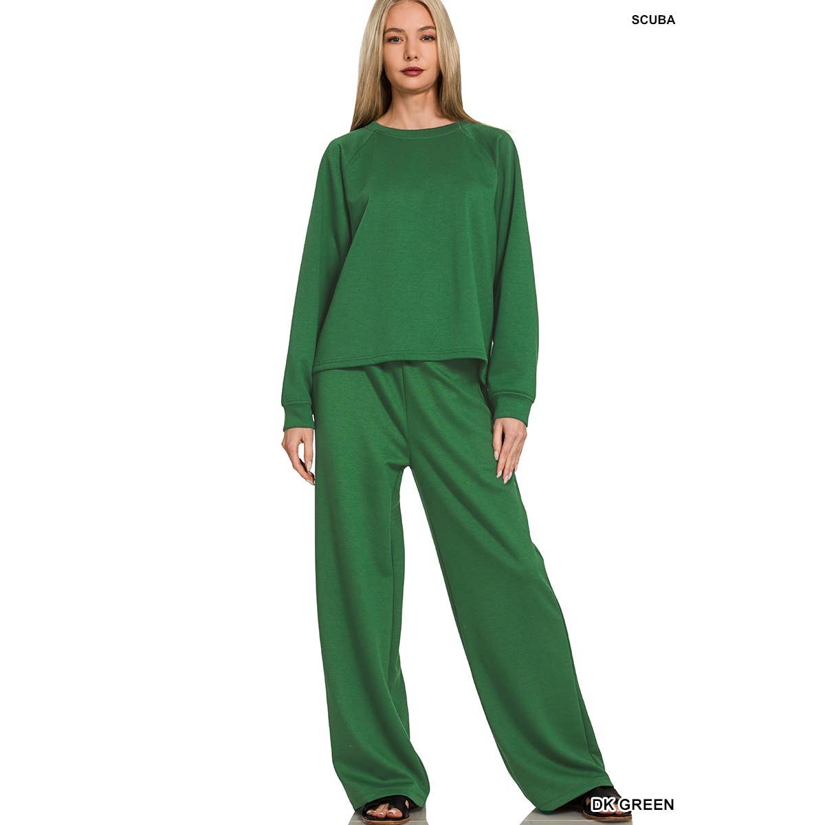 HiteJeans - Wholesale Lounge Set - Women's - Scuba crewneck pullover wide pants 2 pieces set4