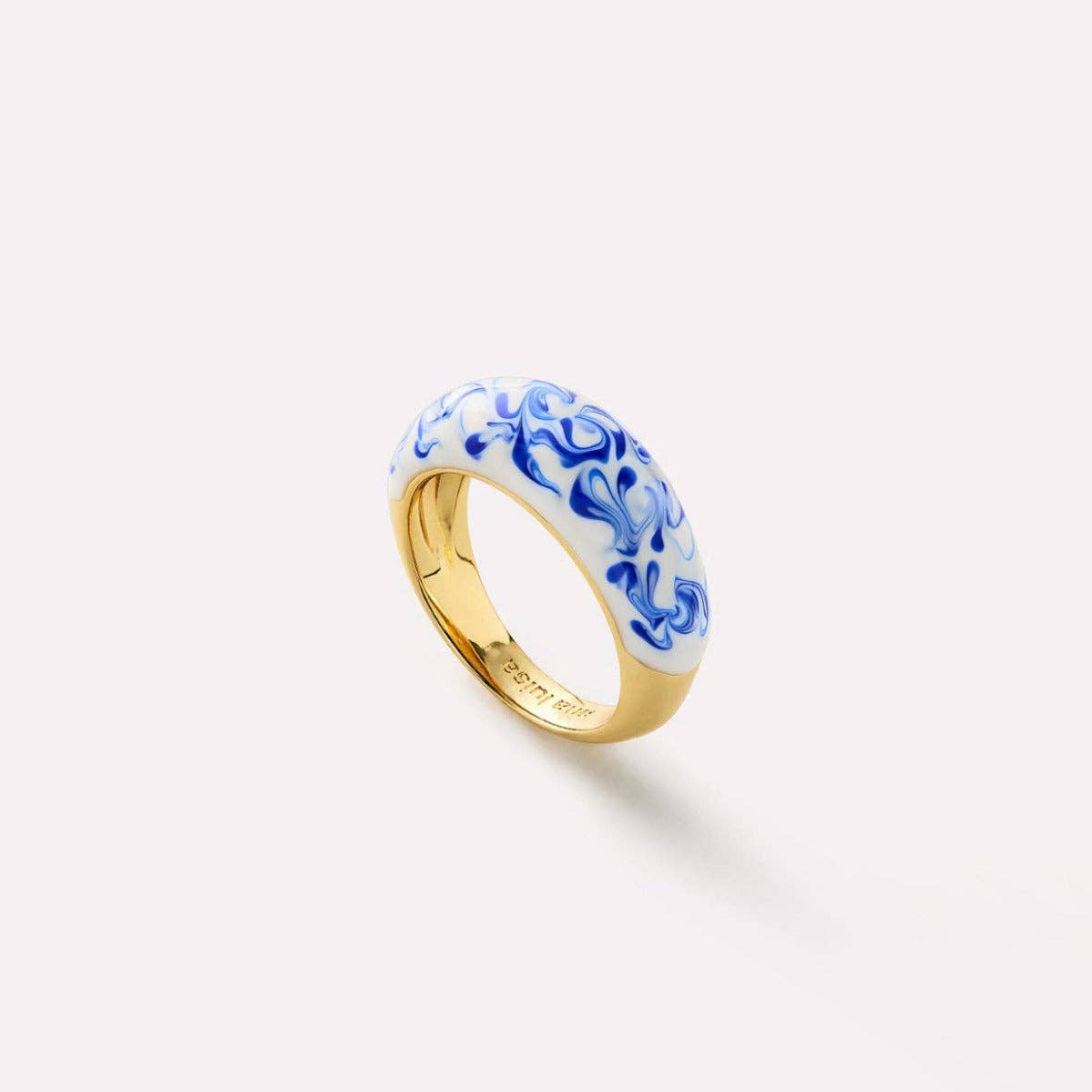 alberalkirk – wholesale Band/stacked ring – Bluewhite Ceramic Wave Ring Porcelain Motif S5P2402