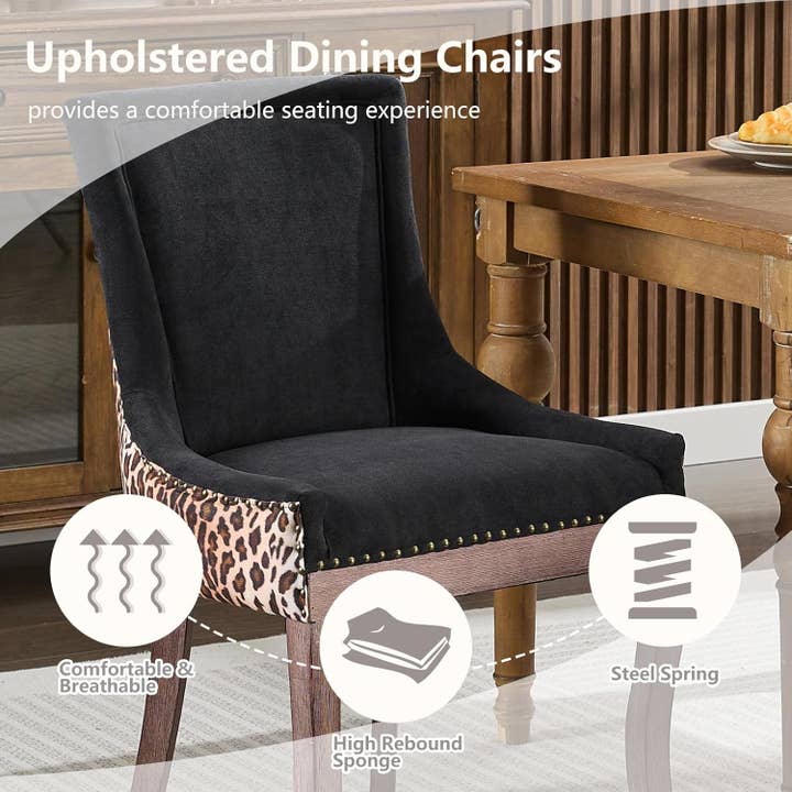 Chic Upholstered Dining Chairs with Stylish Leopard Print for wholesale on Faire