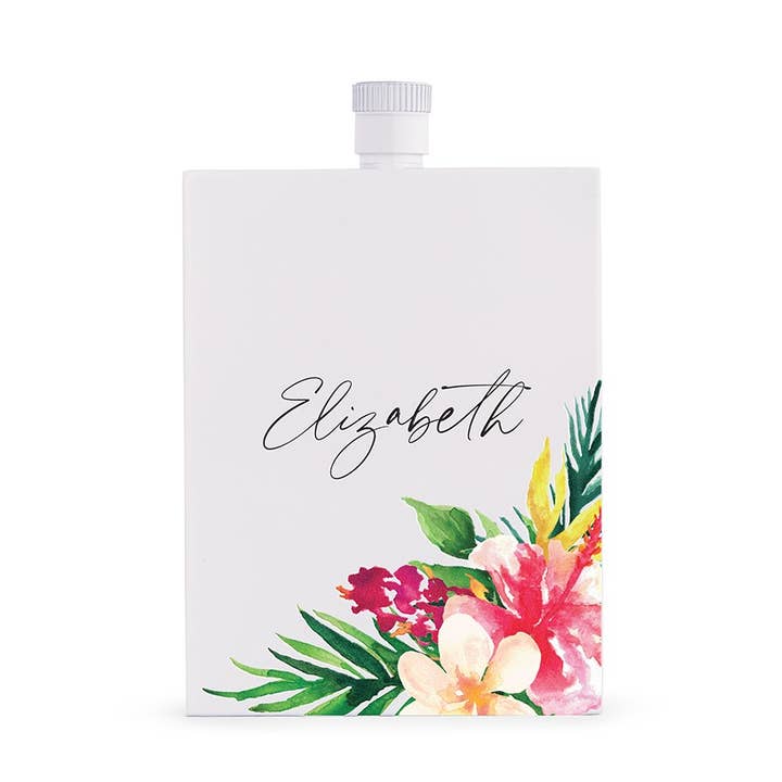 Personlig Vit Rostfritt Stål Kolv - Tropisk Blommig för wholesale av Weddingstar Inc.