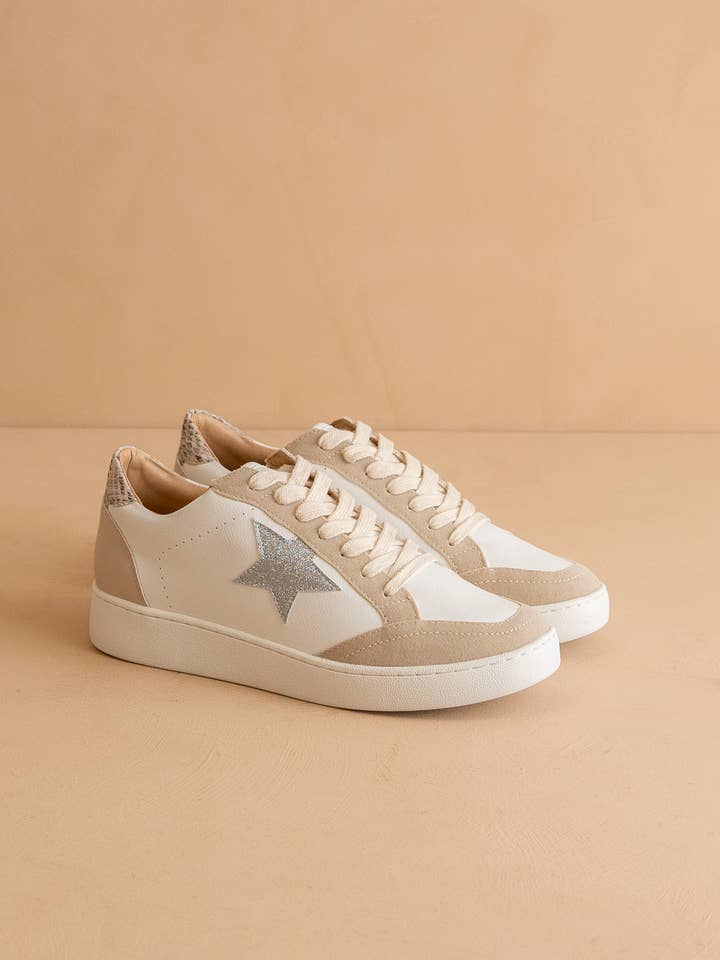 The Irene Taupe | Calfhide Star Sneaker for wholesale on Faire