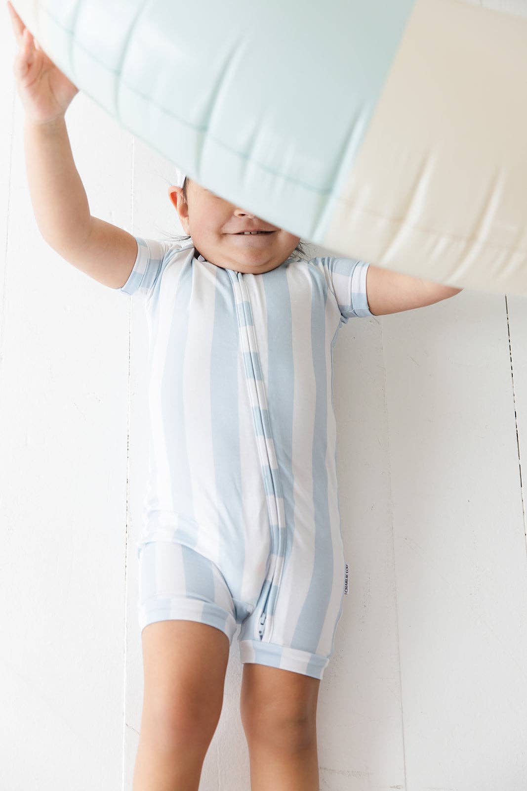 Charlie Lou Baby - Wholesale Jumpsuit - Baby - Zipper Shortie Romper | Cotton Candy Stripes2