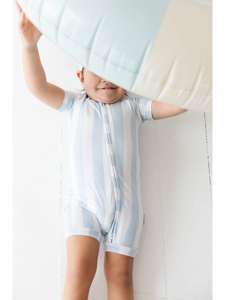 Charlie Lou Baby - Wholesale Jumpsuit - Baby - Zipper Shortie Romper | Cotton Candy Stripes2
