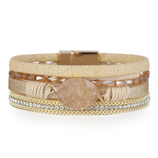 Ole – wholesale Bangle bracelet – Druzy Leather Magnetic Bracelets B3588