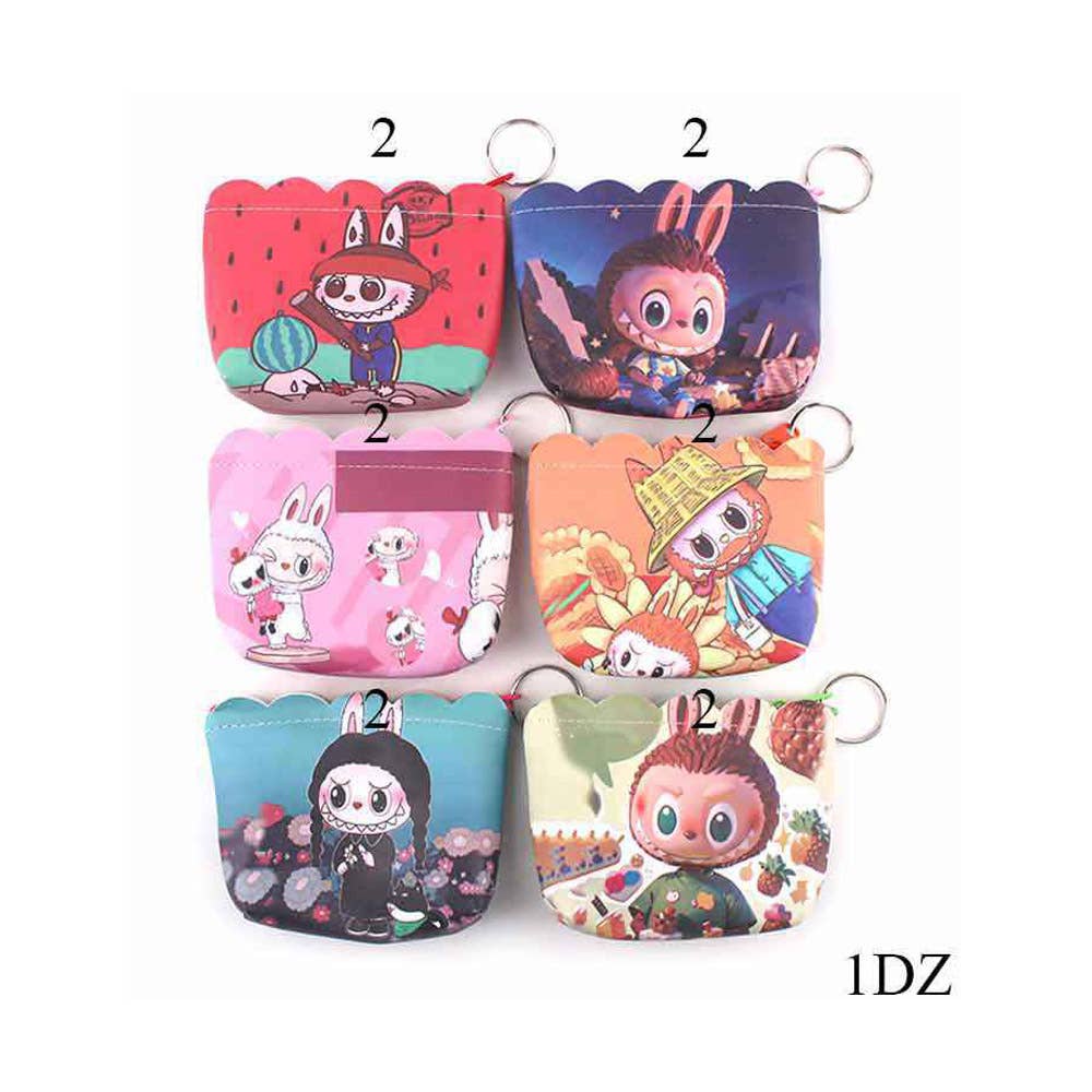 Sensibling Corp. - Wholesale Coin Purse - Kids - 12PCS - Adorable Monster Bunny Printed Mini Keychain Pouch B1
