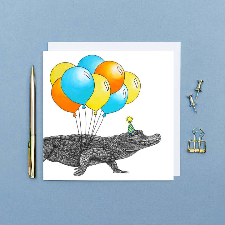 Crocodile Birthday Card - Colourful card // Cards for kids for wholesale by Wild Lines