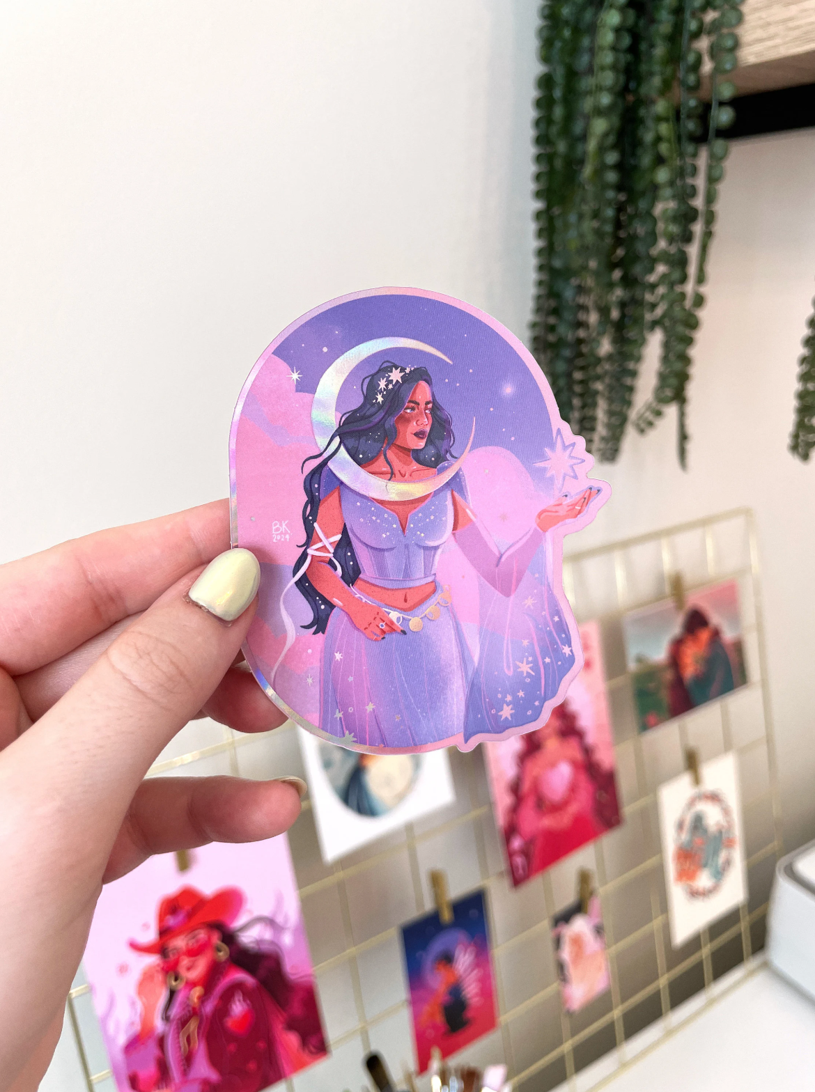 Brittany Keller Art – Engroshandel Klistermærke – Daggry Vogter Holografisk Klistermærke1