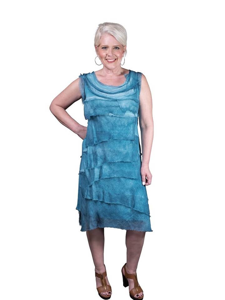 TINA Stephens Italy/Tees By Tina - Wholesale Dress – Women's - Mariana Silk Ruffle Dress (DT202)1
