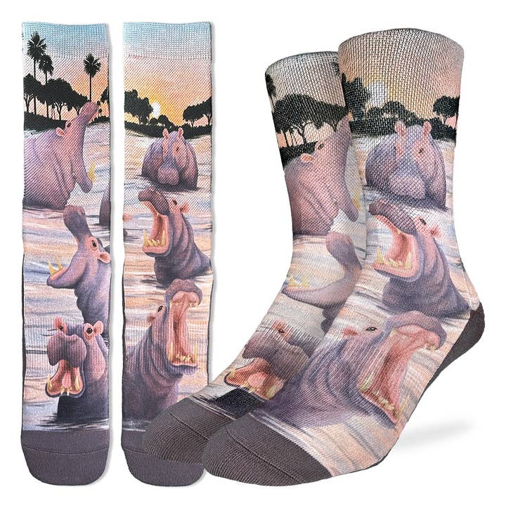 Men's Bloat of Hippopotamus Socks for wholesale by Good Luck Sock