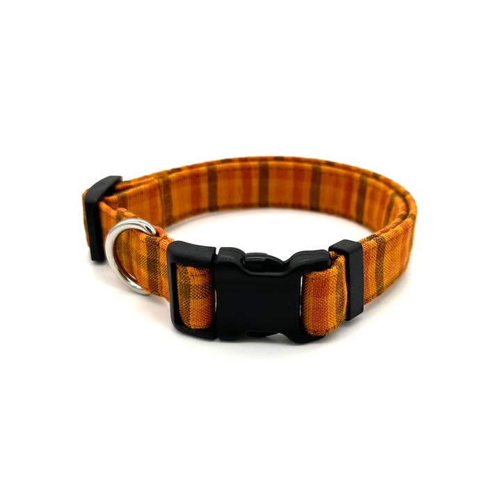 Pumpkin Spice Plaid Dog Collar for wholesale by Winthrop Clothing Co.