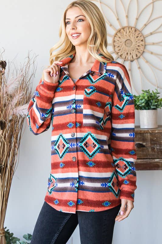 RUGGINA/MULTI GIACCA AZTECA MULTICOLORE CON MANICHE A SBUFFO EJ6712-10 in vendita all'ingrosso su Faire6